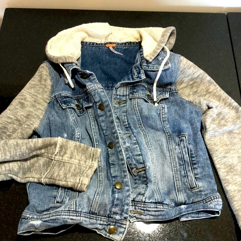 Free people medium hooded denim jacket